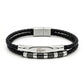 Lacoste Men's Double Layer Braided Leather & Stainless Steel Bracelet