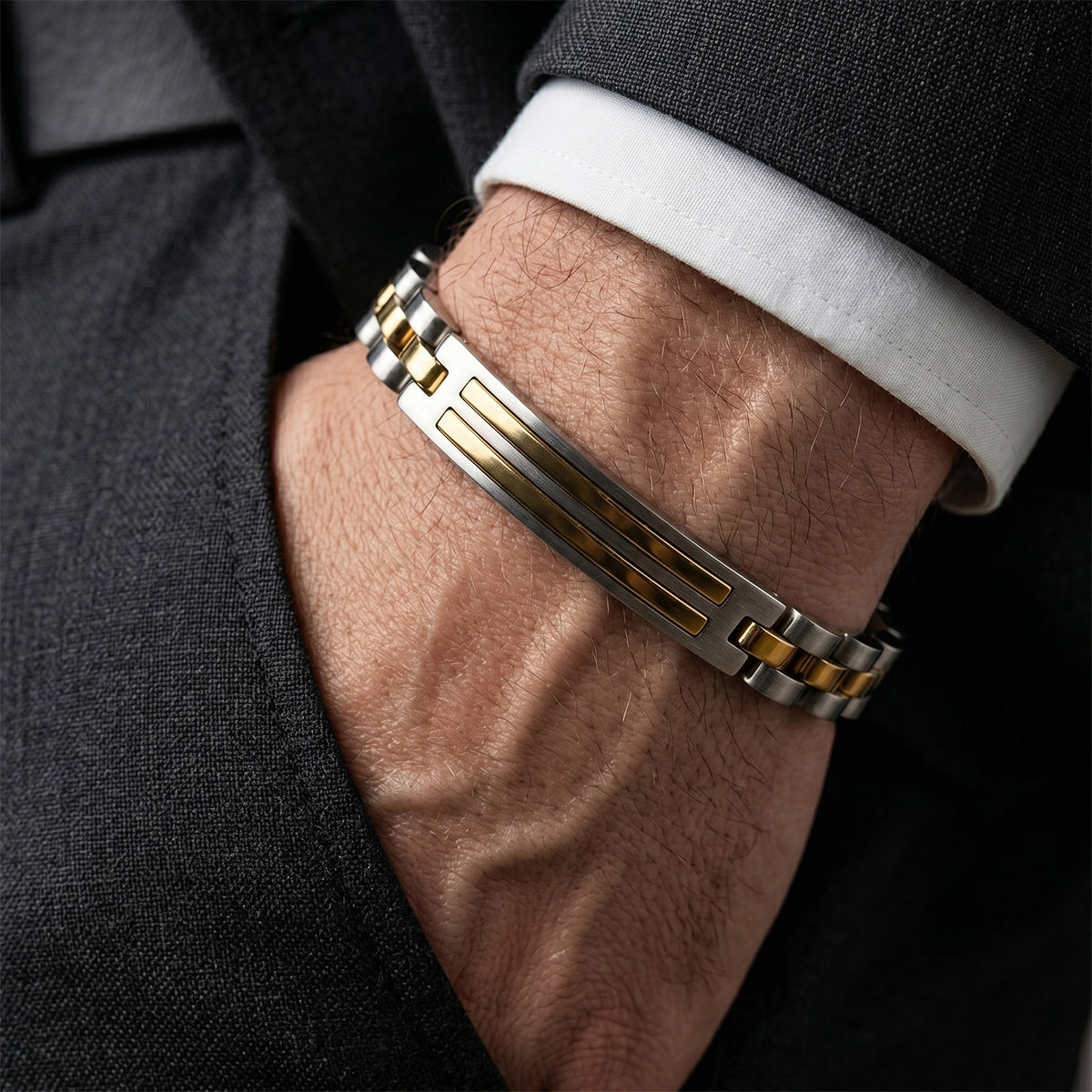 Men's Premium Two-Tone Stainless Steel Bracelet | Gold & Silver