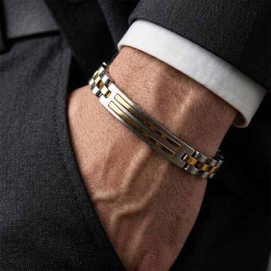 Men's Premium Two-Tone Stainless Steel Bracelet | Gold & Silver
