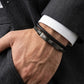 Lacoste Men's Double Layer Black Braided Leather Bracelet
