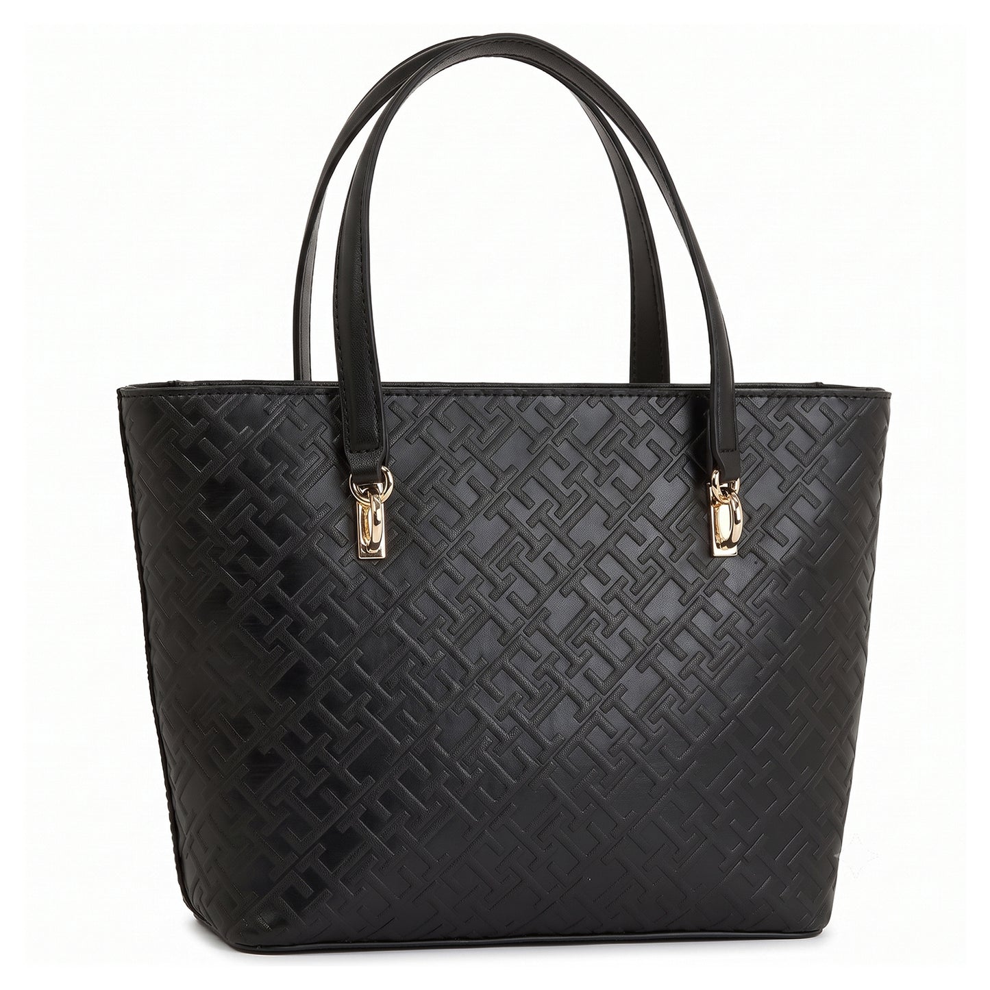 Authentic Tommy Hilfiger Embossed Monogram Satchel - Black