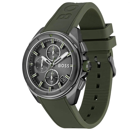 BOSS Men's Volane Grey Dial Watch Green strap | 1513952