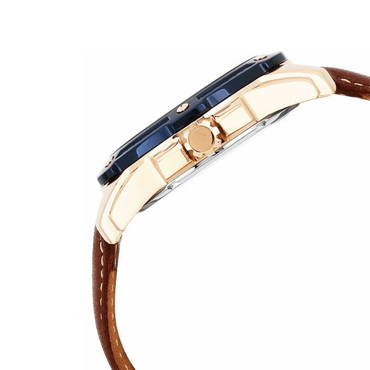 Guess Men's watch brown leather strap with blue dial Flagship | W0600G3