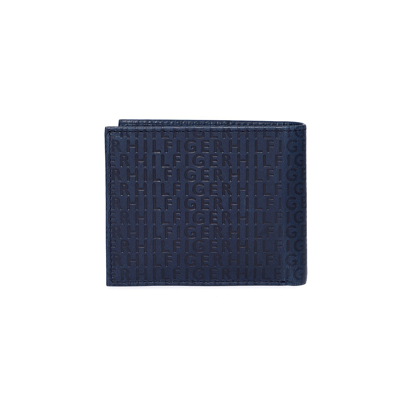 Tommy Men Navy Blue With Logo Pattern Two Fold Wallet