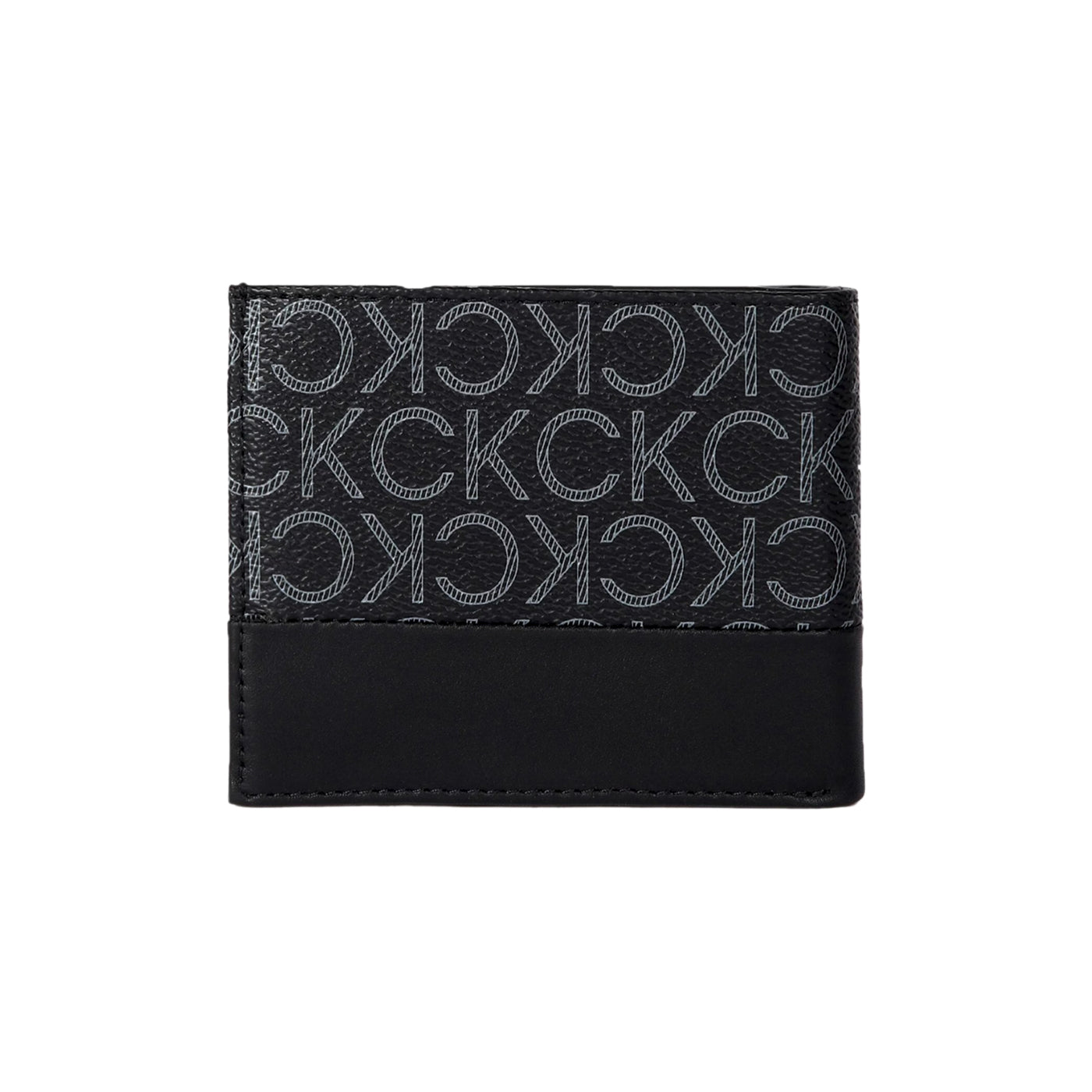 Men's Black Classic Mono Medium Bi-Fold Coin Wallet