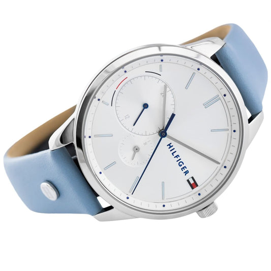 Tommy Hilfiger leather strap baby blue Women watch