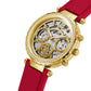 GUESS Ladies Red Strap Gold Tone Multi-function Watch | GW0484L1