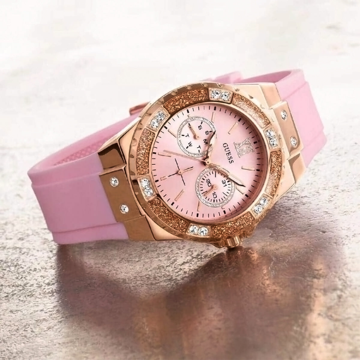 Women Limelight watch W1053L3 with pink dial rubber strap