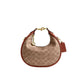 Authentic Coach Signature Canvas Crescent Shoulder Bag | Tan & Rust