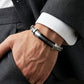 Tommy Hilfiger Silver & Black Cable Wire Bracelet | Adjustable Size