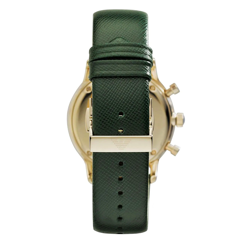 Green Leather Strap with Gold Dial Men's Watch | Emporio Armani AR1722