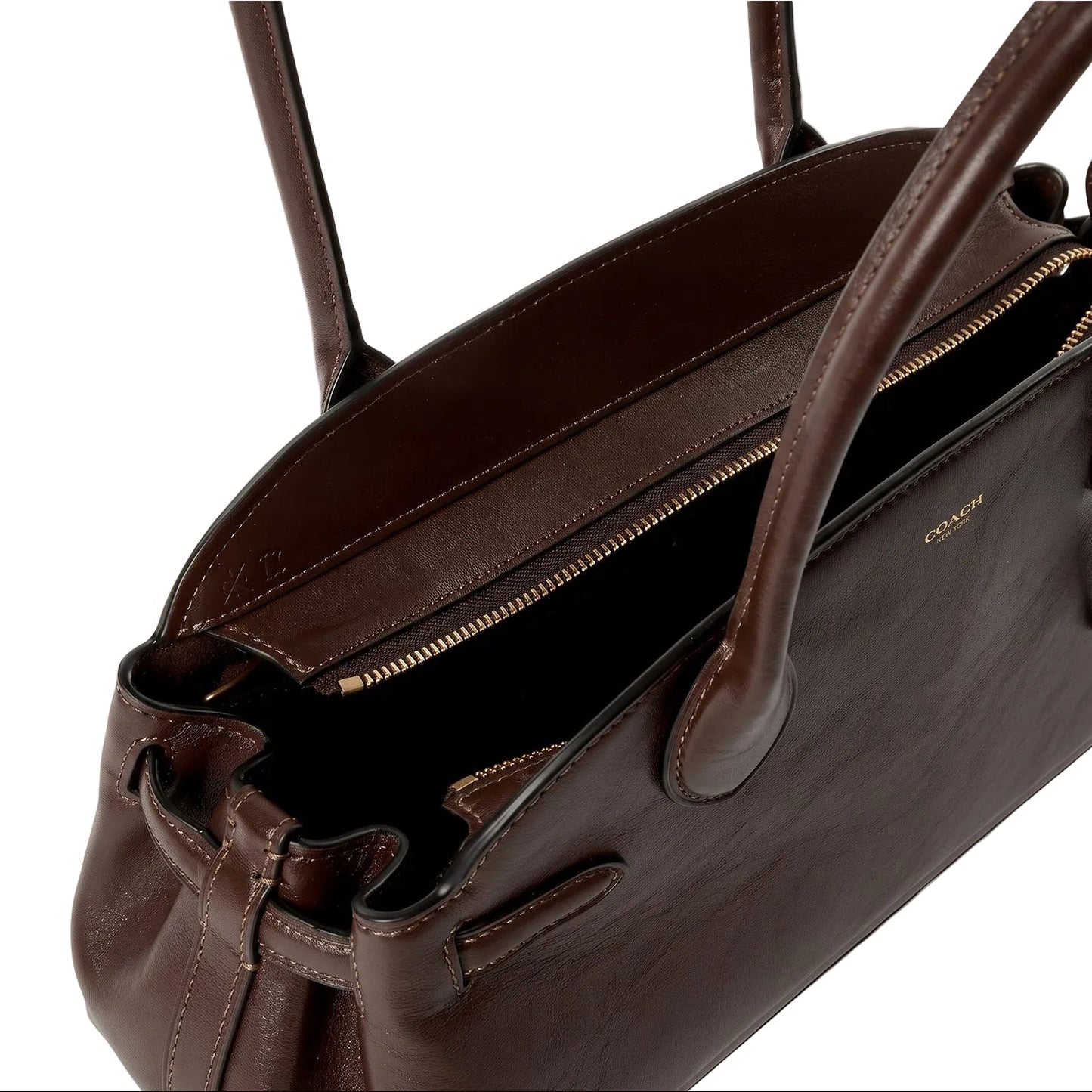 Authentic Coach Leather Shoulder Bag - Dark Brown