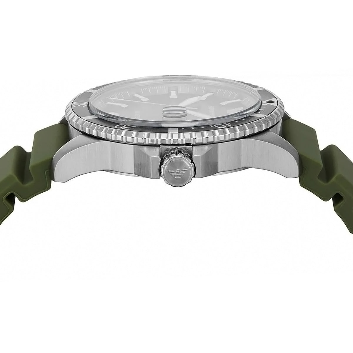 ساعة رجالية بسوار مطاطي أسود ومينا خضراء | AR11463