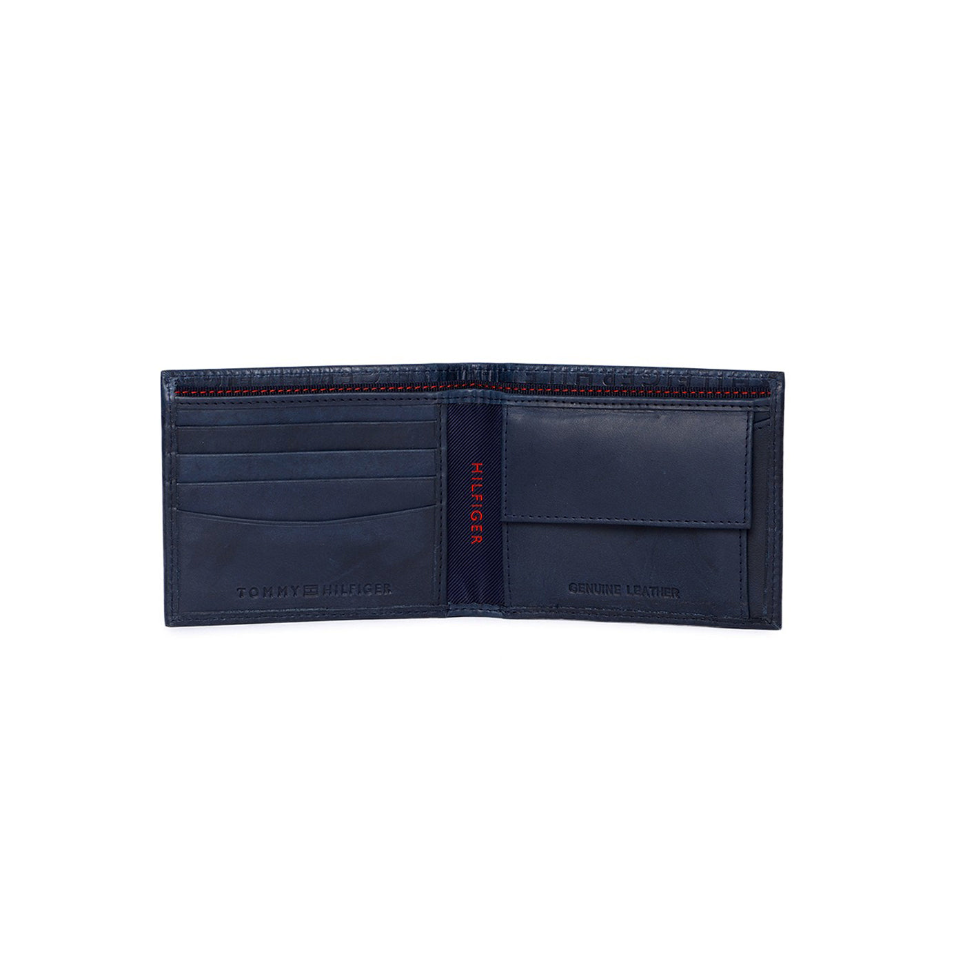 Tommy Men Navy Blue With Logo Pattern Two Fold Wallet