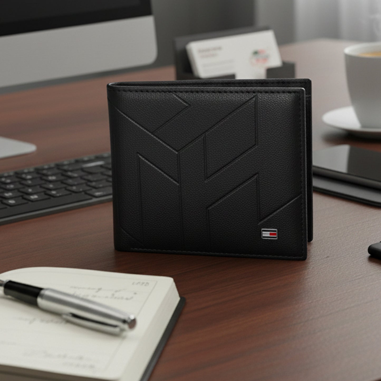 Tommy Hilfiger Men’s Black Genuine Leather Bi-Fold Men's Wallet