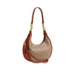 Authentic Coach Signature Canvas Crescent Shoulder Bag | Tan & Rust