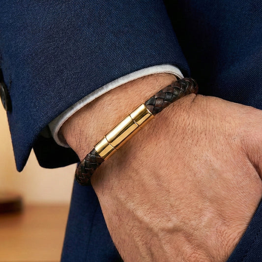 The Sienna Braid | Brown Genuine Leather & Gold
