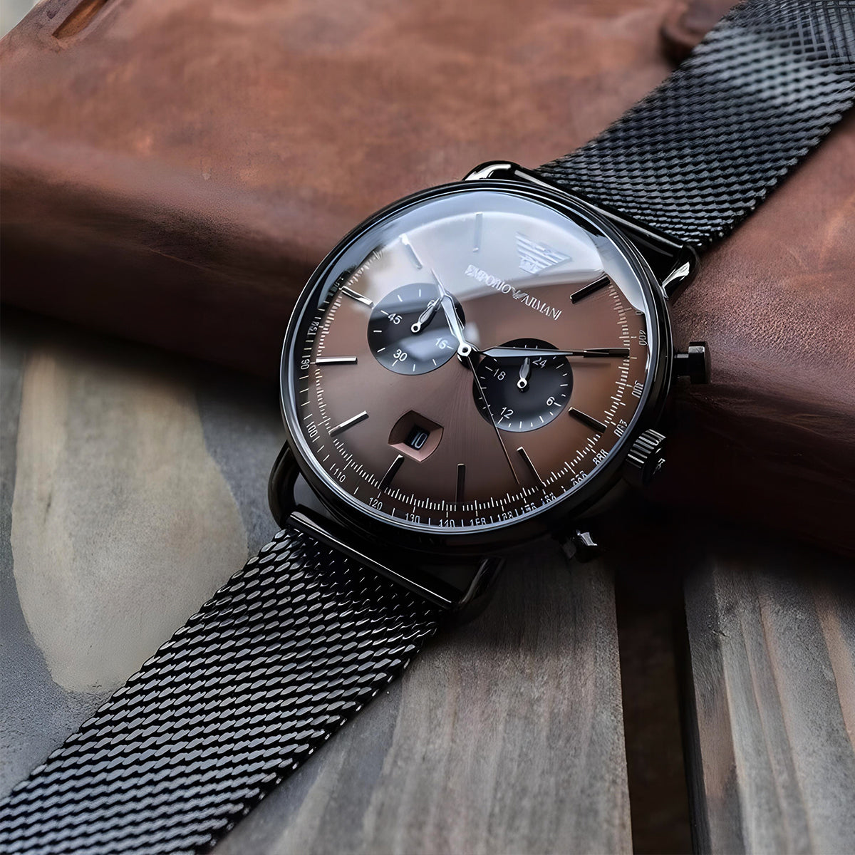 Gray stainless steel with Brown dial Men's Watch | AR11141