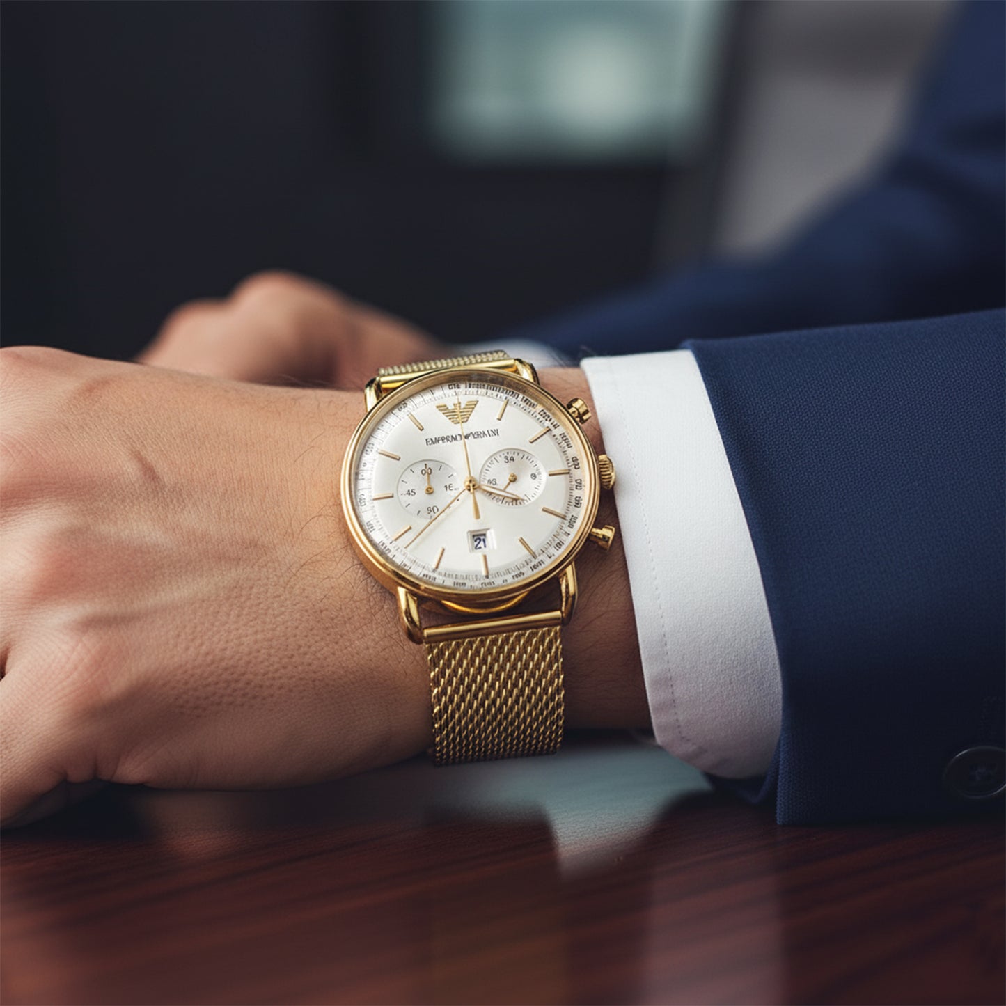 Gold stainless steel Aviator Chronograph Men's Watch | AR11315