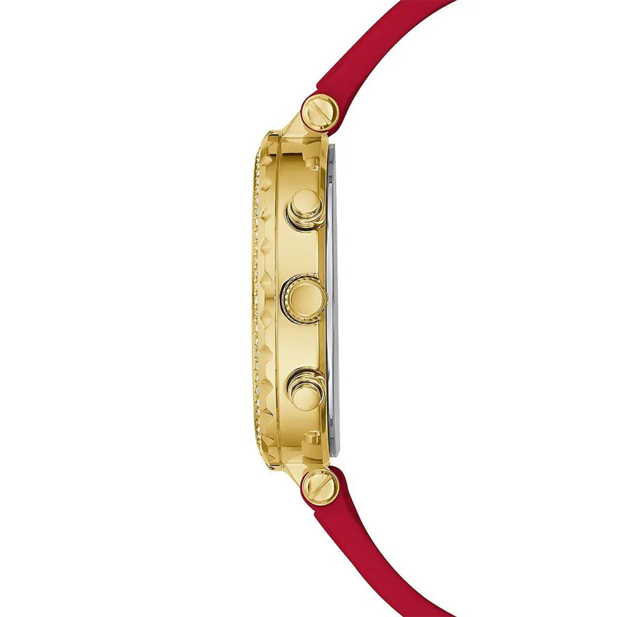 GUESS Ladies Red Strap Gold Tone Multi-function Watch | GW0484L1