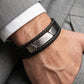 Lacoste Men's Multi-Layer Black Leather & Stainless Steel Bracelet