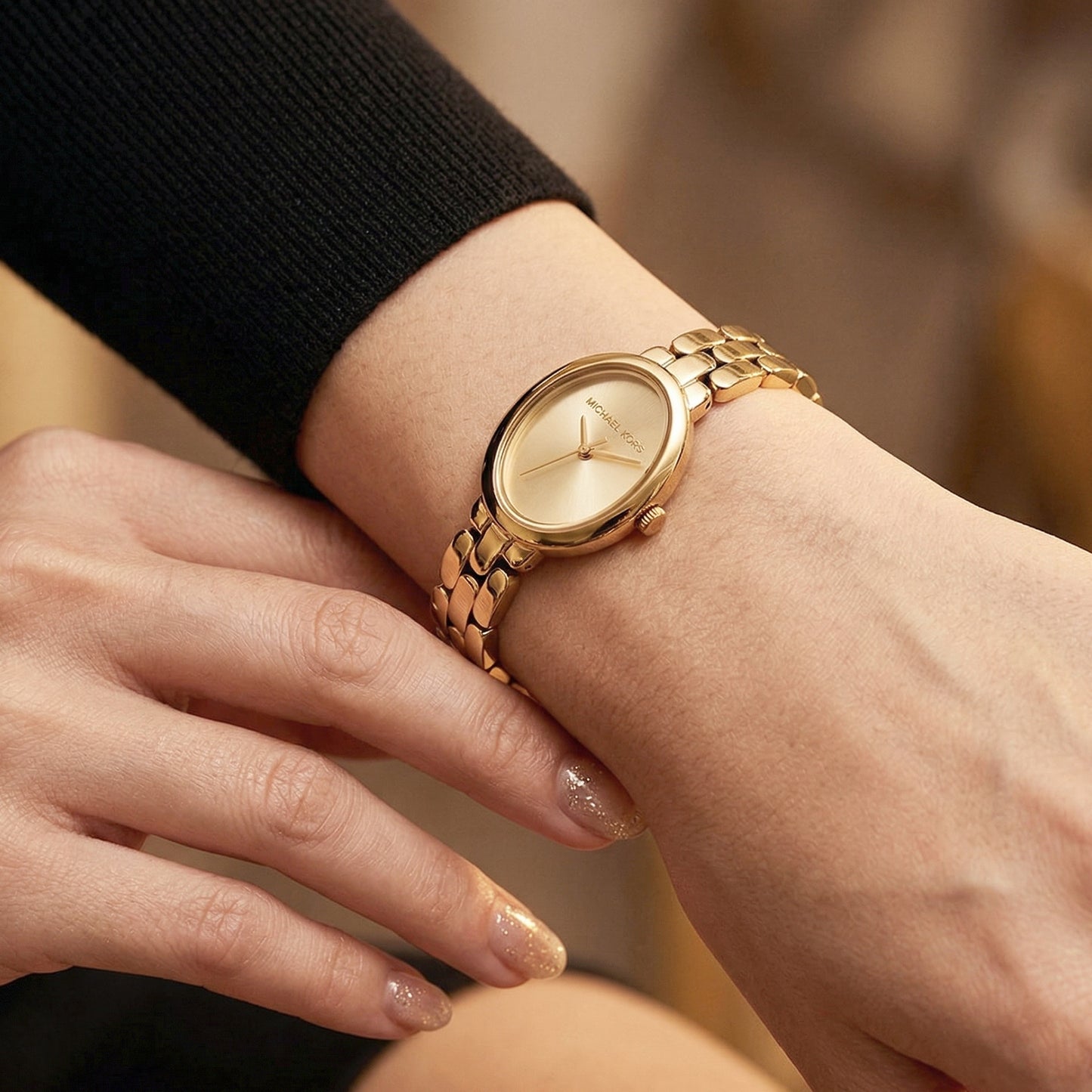 Michael Kors Women's Petite Maude Gold-Tone Oval Watch | MK4955