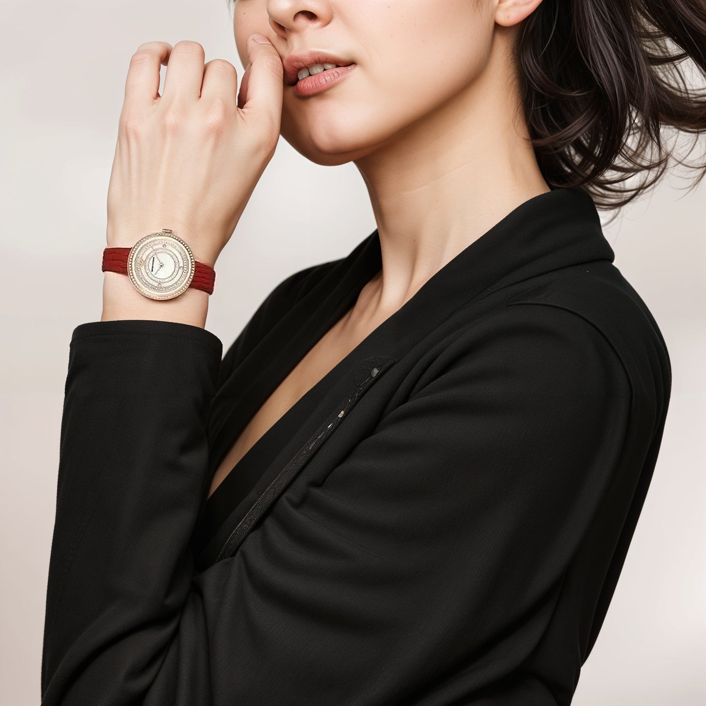 Leather Strap with Crystal Dial Women Watch | AR11532