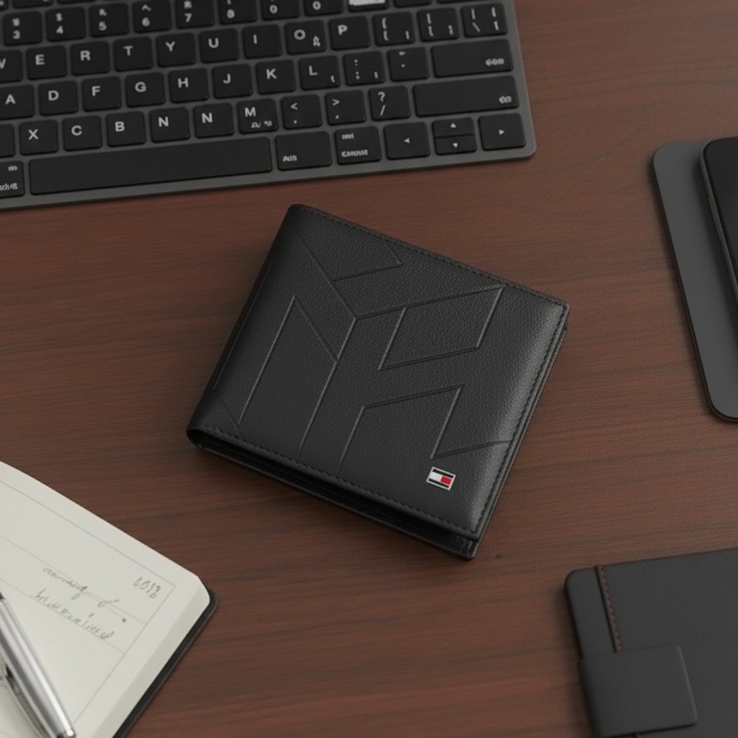 Tommy Hilfiger Men’s Black Genuine Leather Bi-Fold Men's Wallet