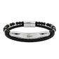 Lacoste Men's Double-Strand Beaded Leather & Steel Bar Bracelet
