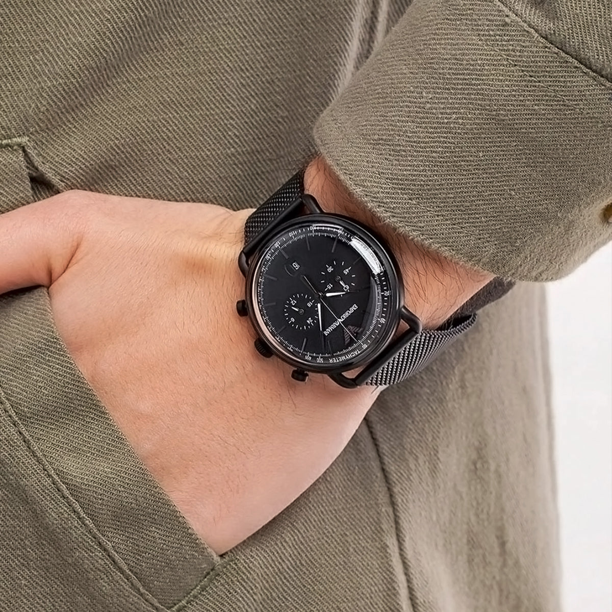 ساعة كرونوغراف للرجال من الفولاذ المقاوم للصدأ باللون الأسود بالكامل | AR11264