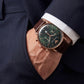 Brown Leather Strap with Green Dial Men's Watch | Aviator AR11334
