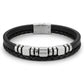BOSS Men's Braided Leather & Steel Link Bracelet