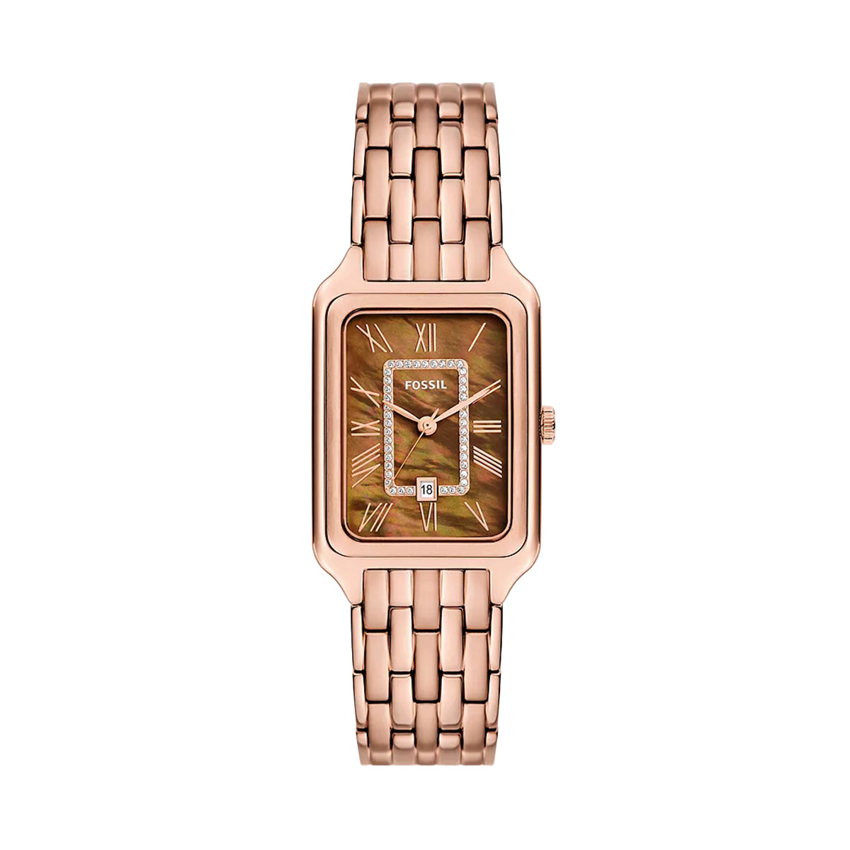 Fossil Brown Mother-of-Pearl Rose Gold-tone Stainless-steel Women Watch| Raquel ES5323