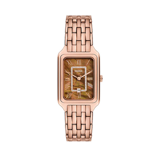 Fossil Brown Mother-of-Pearl Rose Gold-tone Stainless-steel Women Watch| Raquel ES5323