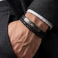 Lacoste Men's Double-Strand Black Leather & Gunmetal Steel Bracelet