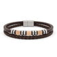Emporio Armani Men's Double-Strand Brown Leather Bracelet with Rose Gold Accents