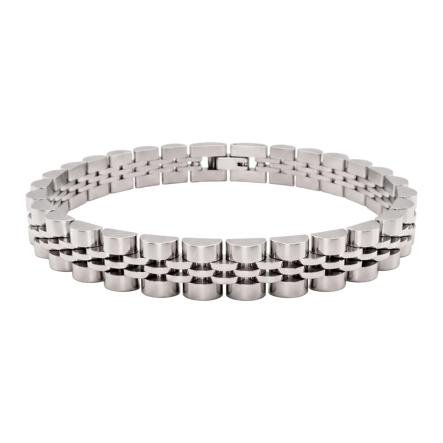 Men's Premium Silver-Tone Stainless Steel Bracelet Adjustable Size