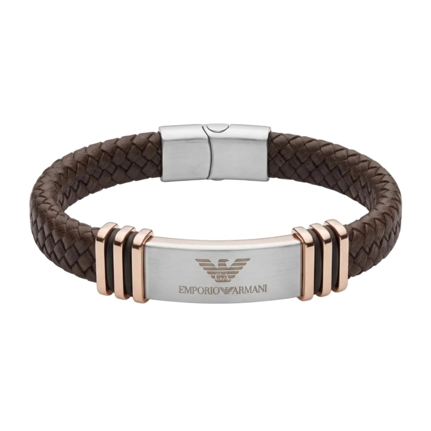 Emporio Armani Men's Braided Leather & Gold Accent Bracelet