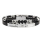 Tommy Hilfiger Men's Double Layer Leather & Beaded Stainless Steel Bracelet