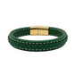 Genuine Leather Men's bracelet Green & White Stitching
