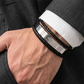 Authentic Lacoste Layered Black Leather & Steel Men's Bracelet
