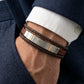 Lacoste Braided Brown Leather Bracelet with Gold Accents
