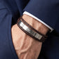 Authentic Lacoste Layered Brown Leather & Steel Men's Bracelet
