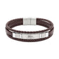 Authentic Lacoste Layered Brown Leather & Steel Men's Bracelet