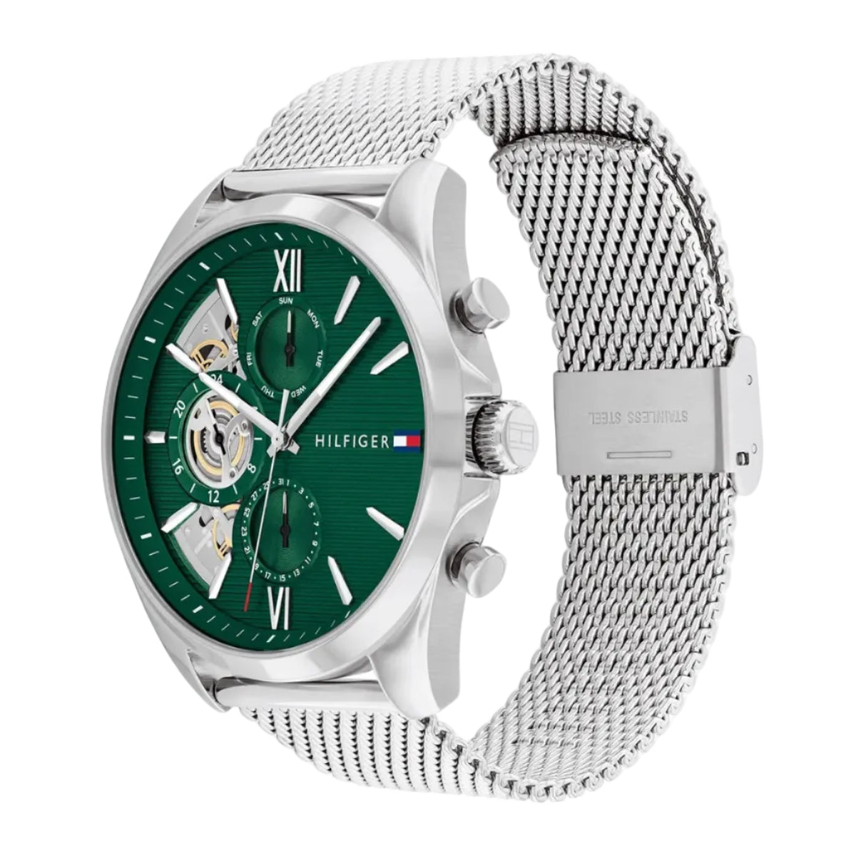 Tommy Hilfiger Green Skeleton Dial Stainless-steel Men's Watch| Baker 1710647