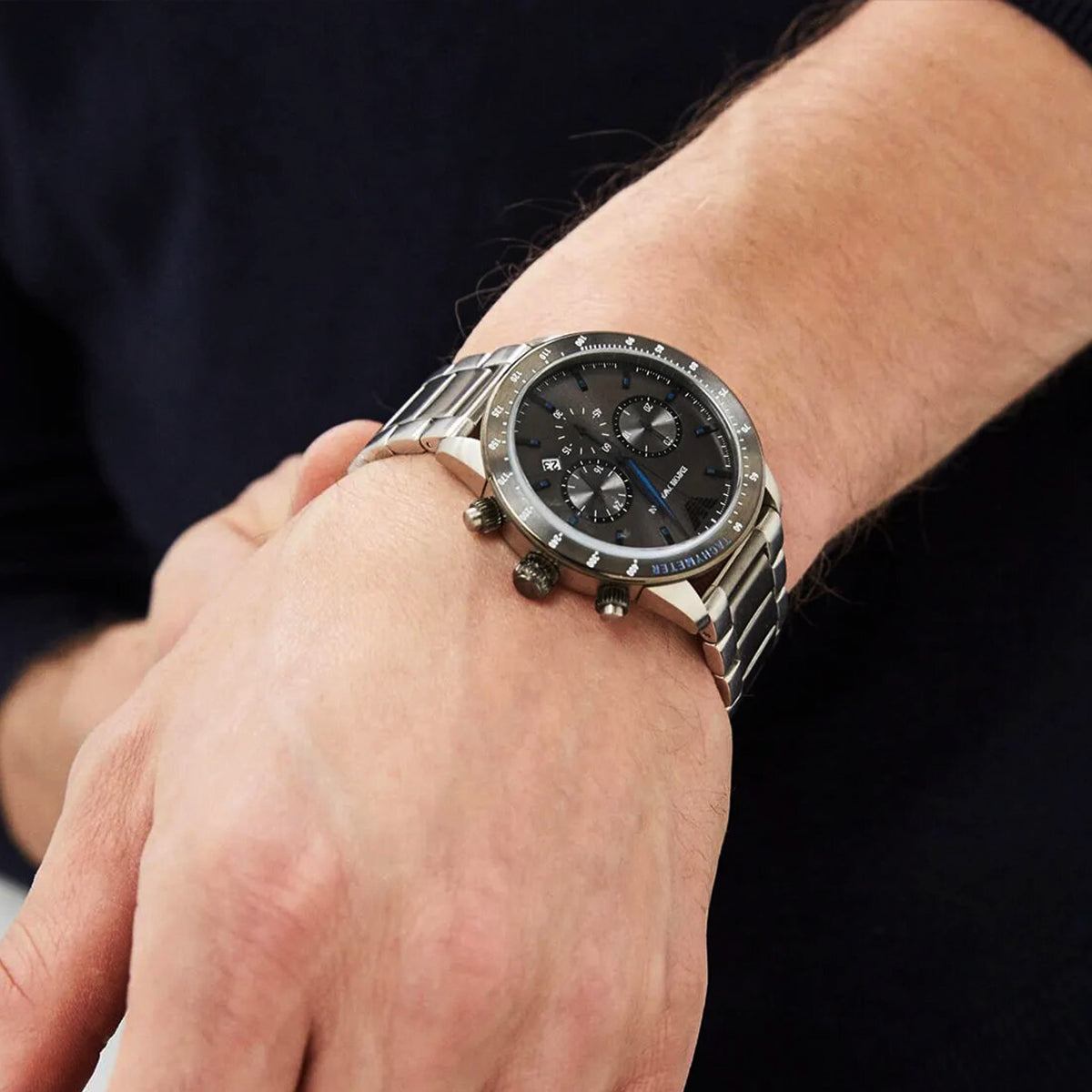 Silver and Black Steel Chronograph Men's Watch | AR11391