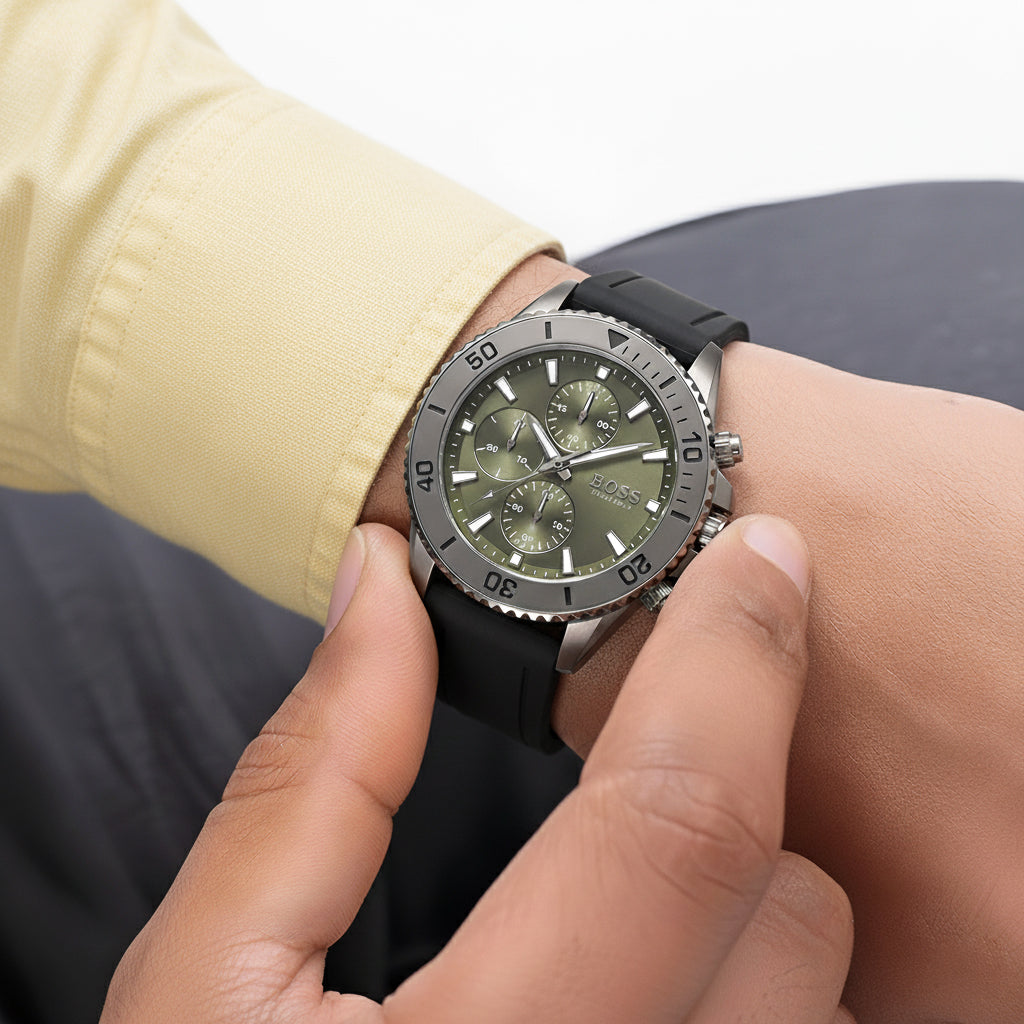 ساعة هوغو بوس للرجال كرونوغراف بحزام سيليكون | 1513967