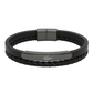 Lacoste Men's Double-Strand Black Leather & Gunmetal Steel Bracelet