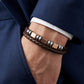 Emporio Armani Men's Double-Strand Brown Leather Bracelet with Rose Gold Accents