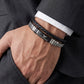Authentic Emporio Armani Men's Braided Leather & Silver Wire Bracelet